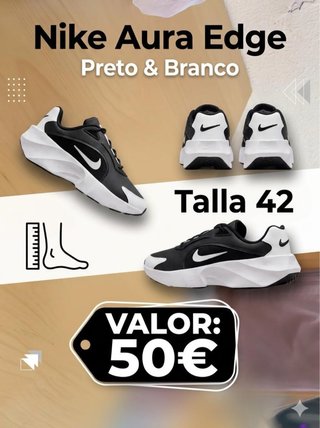 Nike Aura Edge Talla 42 Preto & Branco