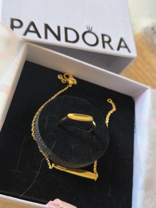Conjunto Pandora Anillo y Pulsera Oro
