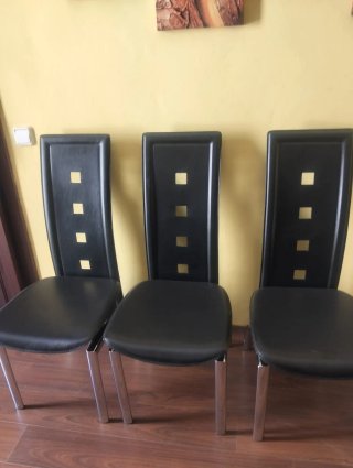 Conjunto 4 sillas piel negra