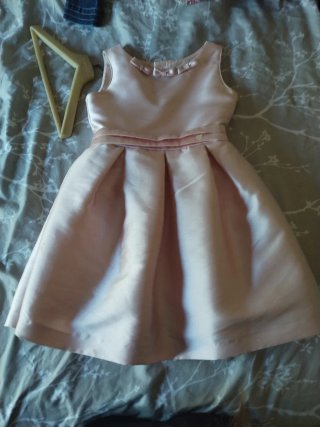 Vestido niña rosa con lazitos y cinturón