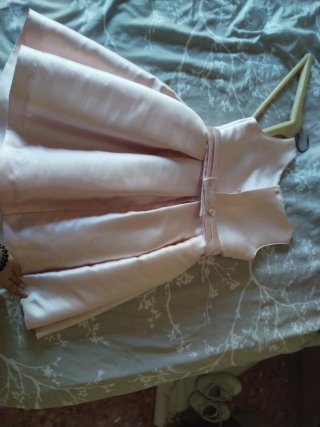 Vestido niña rosa con lazitos y cinturón