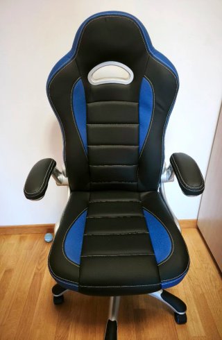 Silla gamer/de escritorio ergonómica negra y azul