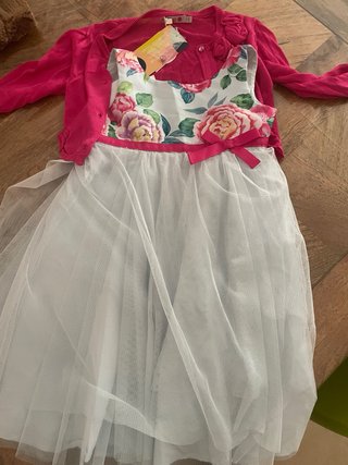 Vestido y cárdigan niña flores