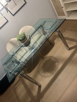 Mesa de comedor extensible cristal y metal