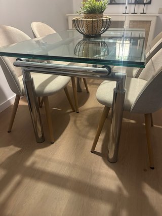 Mesa de comedor extensible cristal y metal