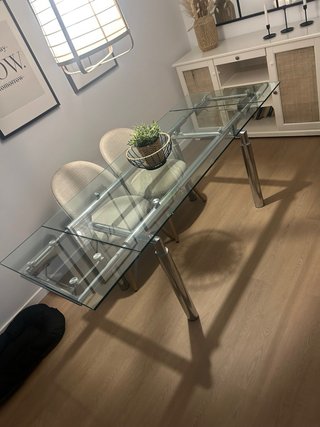 Mesa de comedor extensible cristal y metal