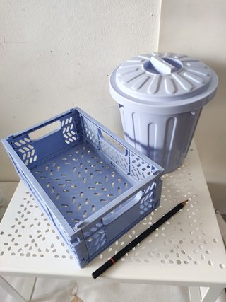 Mini cubo basura y mini caja plegable