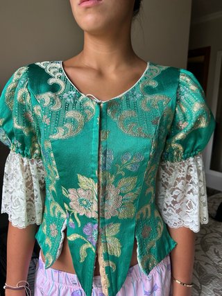 Traje de Fallera brocadoVerde y Dorado
