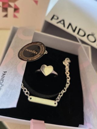 Conjunto Pandora Anillo y Pulsera Corazón