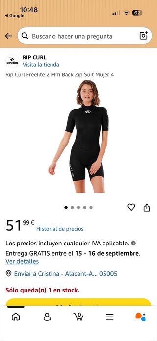 Traje neopreno corto Rip Curl mujer W10 2mm