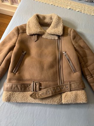 Cazadora efecto ante forrada borreguito Talla S