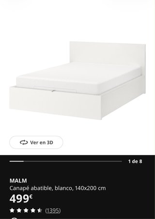 Canapé MALM IKEA Blanco 140x200 mas colchón