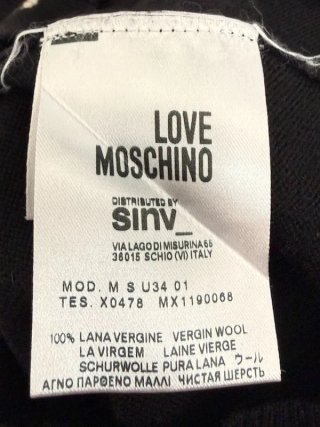 Love Moschino Maglione Uomo M Lana Nero Logo LM