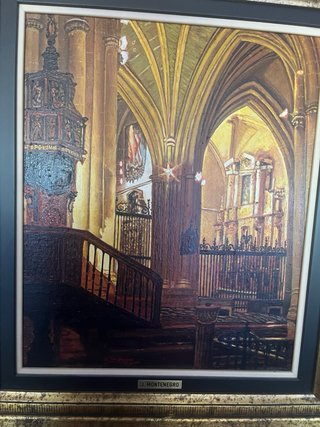 Cuadro J. Montenegro y Capell Interior Iglesia