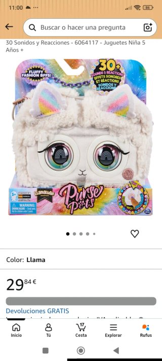 Bolso juguete niña Llama Purse Pets Ojos Arcoíris