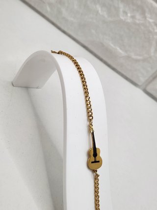 Bracciale per bambini chitarra in acciaio placcato oro