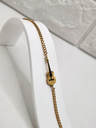 Bracciale per bambini chitarra in acciaio placcato oro