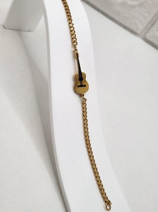Bracciale per bambini chitarra in acciaio placcato oro