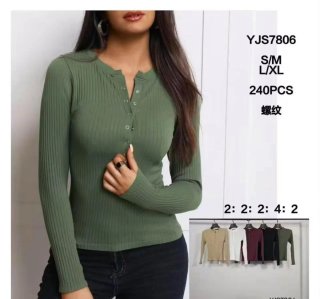 Blusa verde manga larga YJS7806