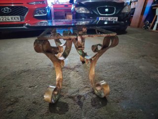 Mesa de centro cristal  y forja