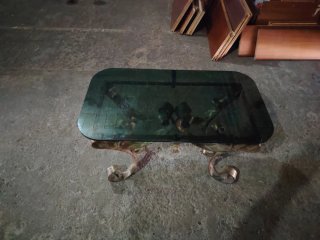 Mesa de centro cristal  y forja