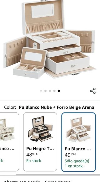 Caja para Joyas, Joyero 3 Niveles SONGMICS JBC121W