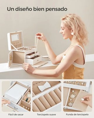 Caja para Joyas, Joyero 3 Niveles SONGMICS JBC121W