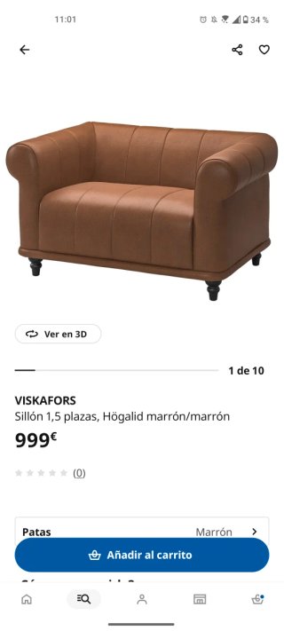 Sofá Sillón IKEA VISKAFORS 1.5 plazas cuero/ piel