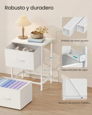 Cómoda 2 Cajones Tela Blanca SONGMICS LGS312WH01
