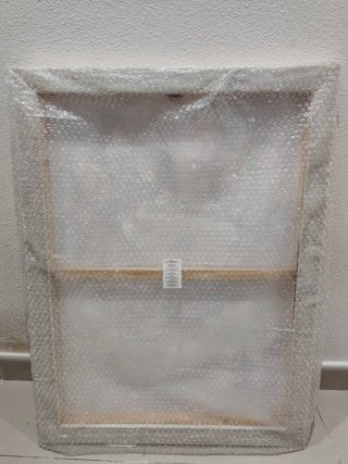 Cuadro floral relieve tela y madera