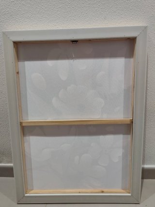 Cuadro floral relieve tela y madera