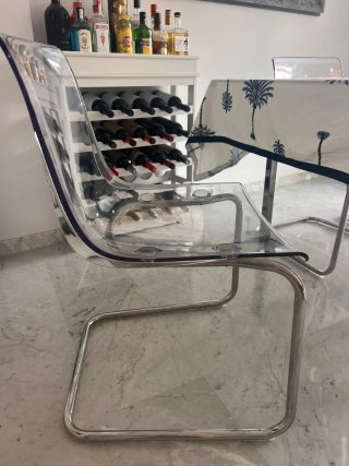 Mesa Comedor Cristal Extensible + 6 Sillas