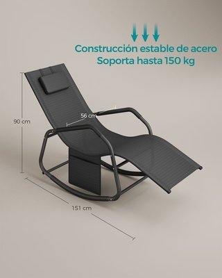 SONGMICS Mecedora Silla Tumbona con cojín