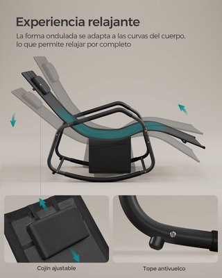 SONGMICS Mecedora Silla Tumbona con cojín