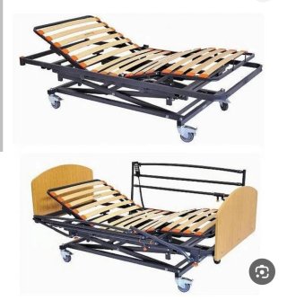 Cama articulada de madera y metal