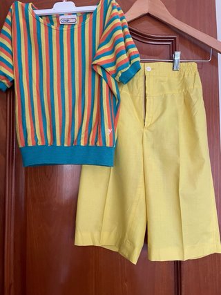 Conjunto 2 Piezas Top Rayas y Pantalón Naranja (2)