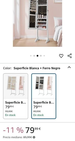 Espejo Joyero SONGMICS JJC69WT Blanco