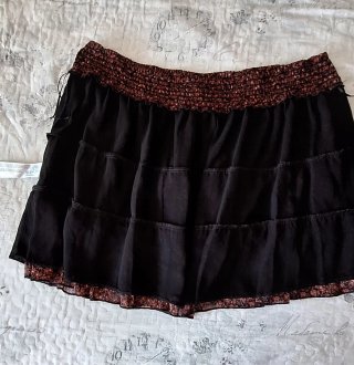 Falda corta volantes cintura elástica T XL vintage