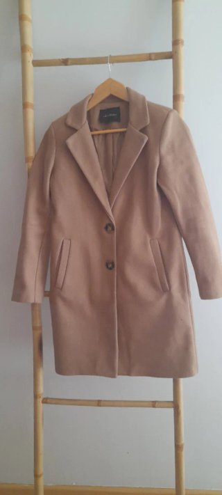Abrigo paño mujer beige talla 38