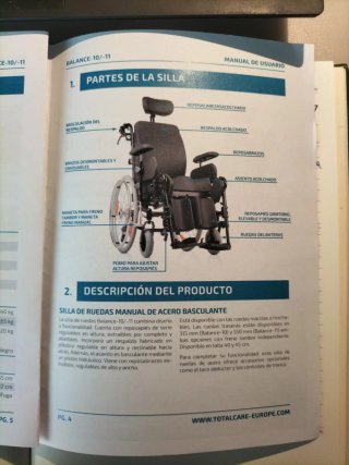 Silla ruedas reclinable y basculante