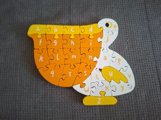 Lote 3 puzzles de madera números y letras animales