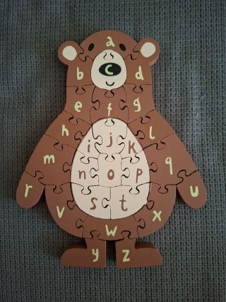 Lote 3 puzzles de madera números y letras animales