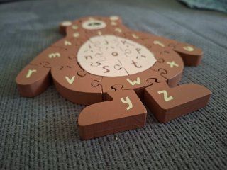 Lote 3 puzzles de madera números y letras animales
