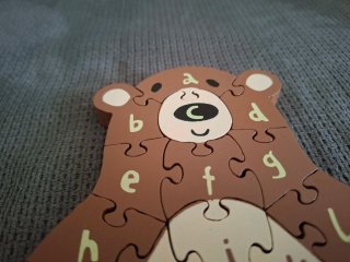 Lote 3 puzzles de madera números y letras animales