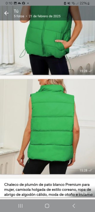 Chaleco verde acolchado