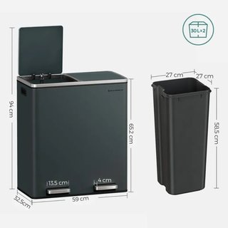Papelera Cubo Basura 60L SONGMICS LTB60GS