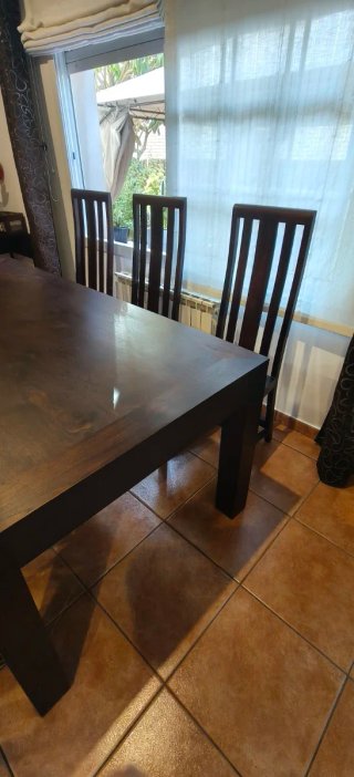 Conjunto Mesa y Sillas Madera Maciza Wengue