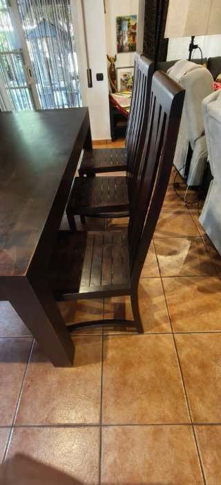 Conjunto Mesa y Sillas Madera Maciza Wengue