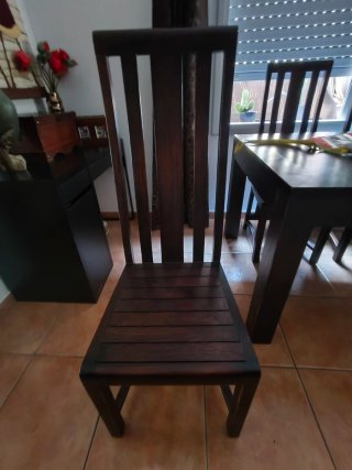Conjunto Mesa y Sillas Madera Maciza Wengue