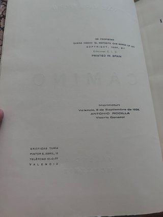 Libro Camino Escriva de Balaguer  1939